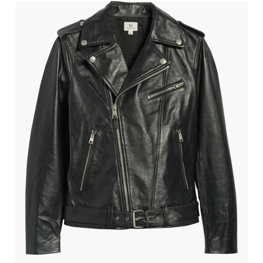 AG $1478 Reese Leather Moto Jacket Large New Made In Italy